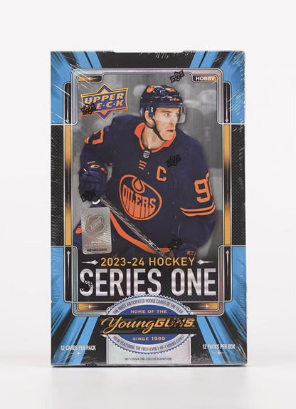2023 - 24 Upper Deck Series 1 Hockey Hobby Box - Columbia Hobby - Sports Card Boxes - Toploaders - Card Savers