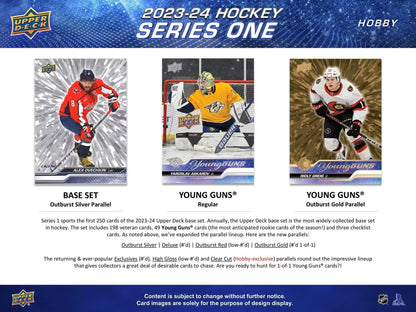 2023 - 24 Upper Deck Series 1 Hockey Hobby Box - Columbia Hobby - Sports Card Boxes - Toploaders - Card Savers