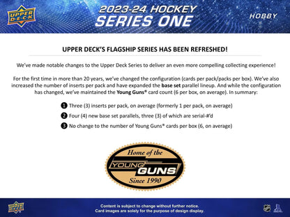 2023 - 24 Upper Deck Series 1 Hockey Hobby Box - Columbia Hobby - Sports Card Boxes - Toploaders - Card Savers