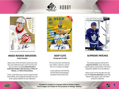 2023 - 24 Upper Deck SP Game Used Hockey Hobby Box - Columbia Hobby - Sports Card Boxes - Toploaders - Card Savers