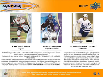 2023 - 24 Upper Deck Synergy Hockey Hobby Box - Columbia Hobby - Sports Card Boxes - Toploaders - Card Savers