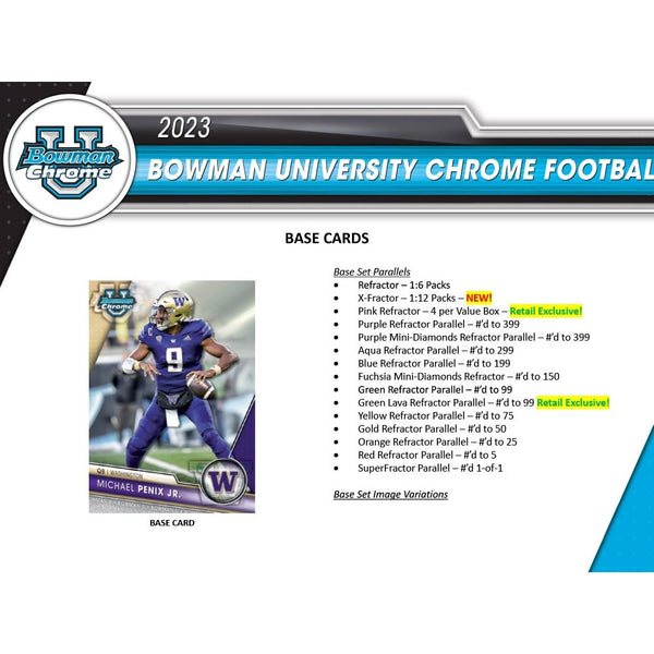 2023 Bowman University Chrome Football Blaster Box