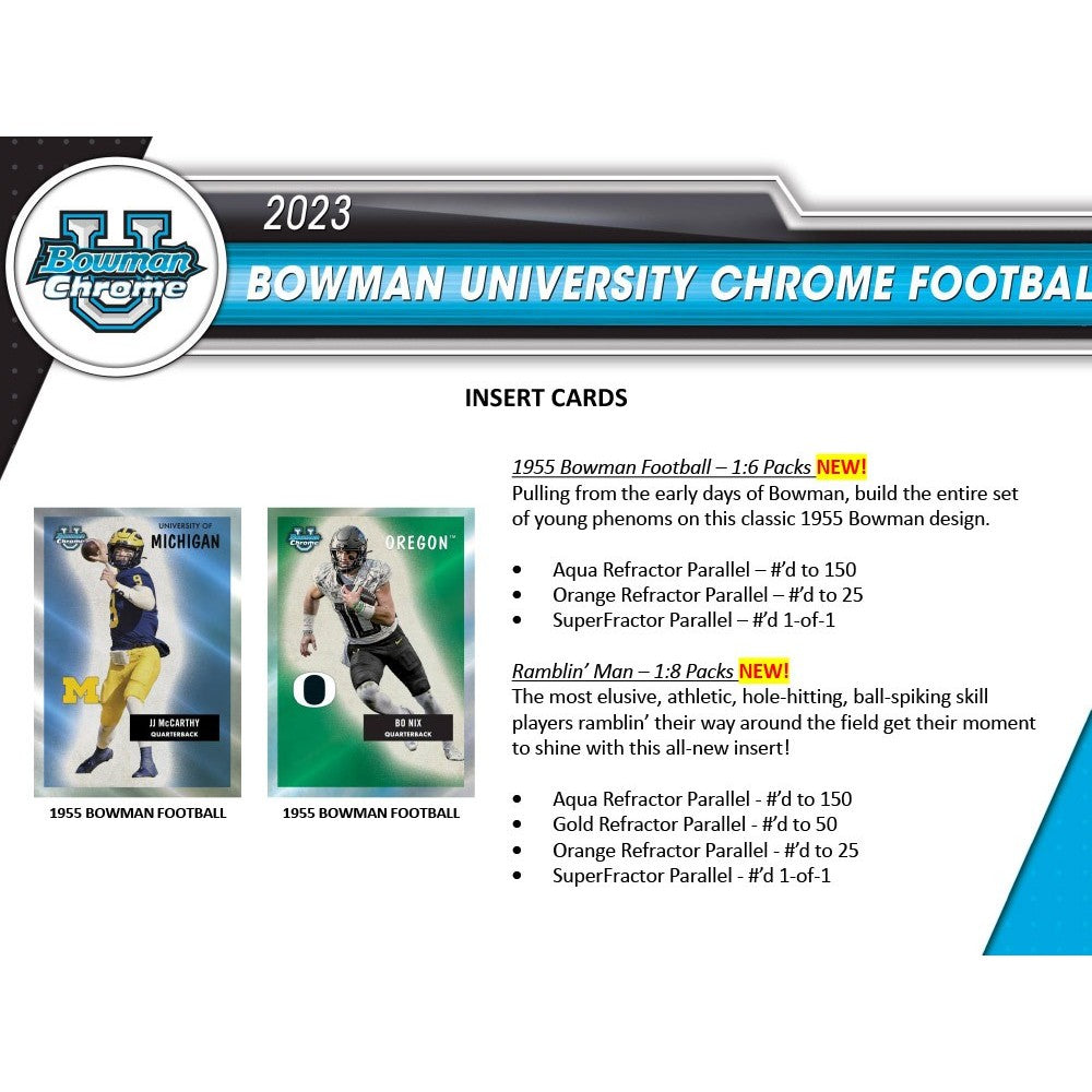 2023 Bowman University Chrome Football Blaster Box