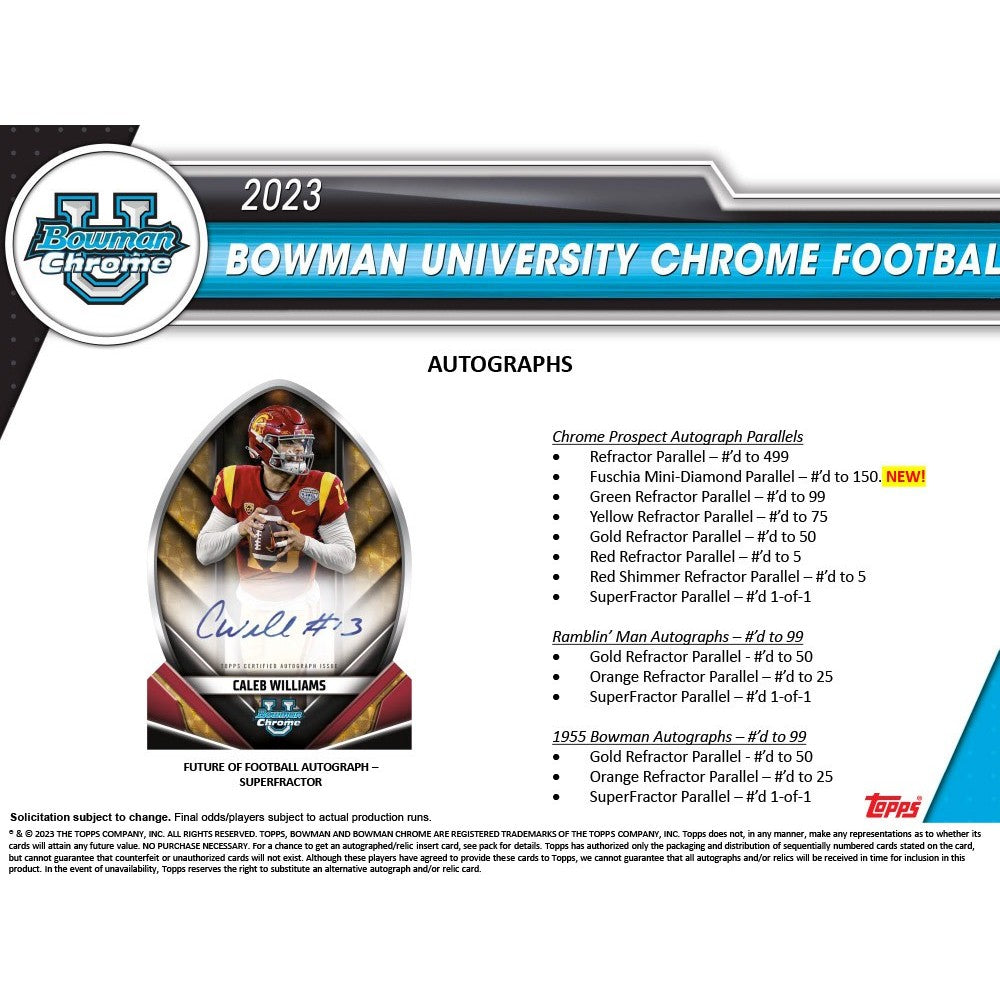 2023 Bowman University Chrome Football Blaster Box