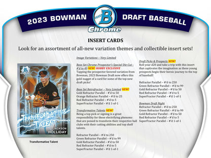 2023 Bowman Draft Baseball HTA Choice Box - Columbia Hobby - Sports Card Boxes - Toploaders - Card Savers