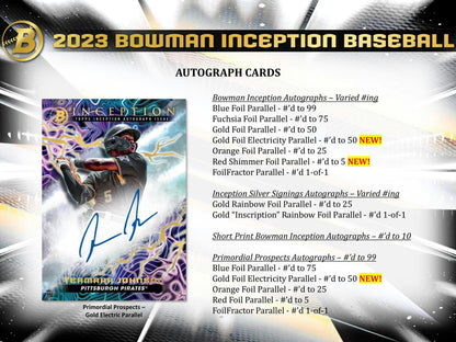 2023 Bowman Inception Baseball Hobby Box - Columbia Hobby - Sports Card Boxes - Toploaders - Card Savers