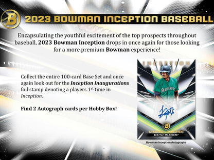 2023 Bowman Inception Baseball Hobby Box - Columbia Hobby - Sports Card Boxes - Toploaders - Card Savers
