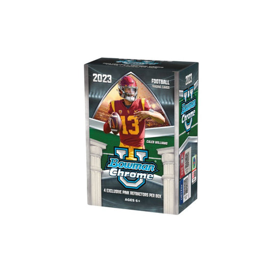 2023 Bowman University Chrome Football Blaster Box - Columbia Hobby - Sports Card Boxes - Toploaders - Card Savers