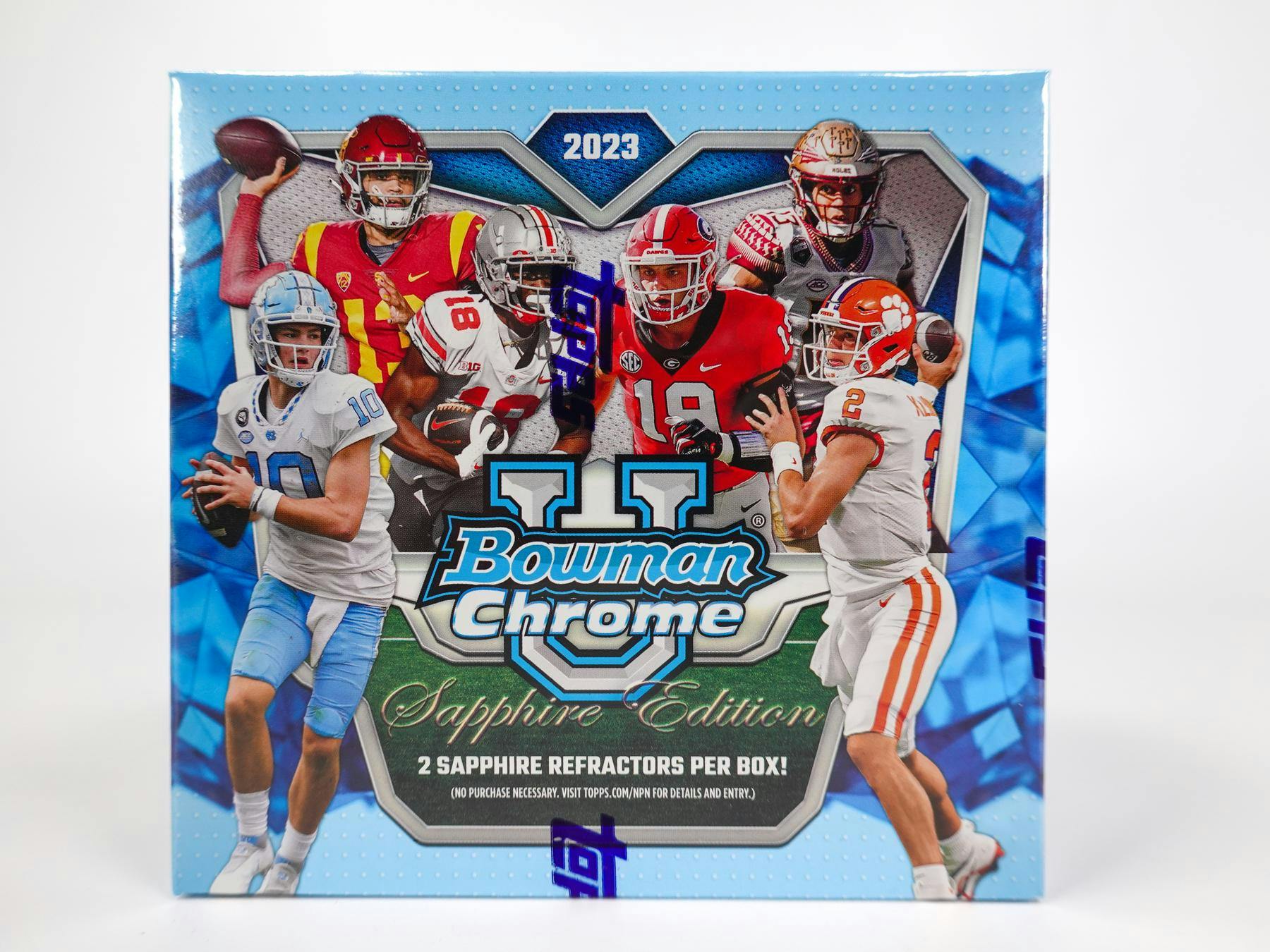2023 Bowman University Chrome Football Sapphire Edition Hobby Box - Columbia Hobby - Sports Card Boxes - Toploaders - Card Savers