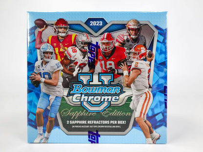 2023 Bowman University Chrome Football Sapphire Edition Hobby Box - Columbia Hobby - Sports Card Boxes - Toploaders - Card Savers