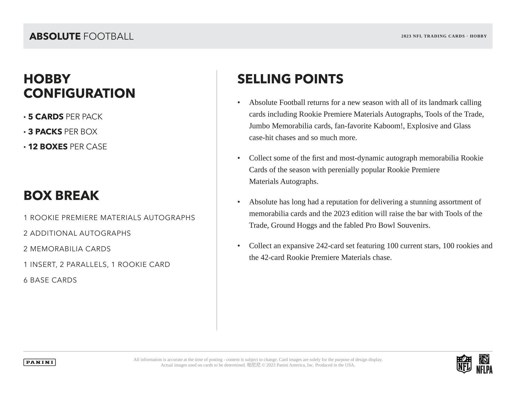 2023 Panini Absolute Football Hobby Box - Columbia Hobby - Sports Card Boxes - Toploaders - Card Savers