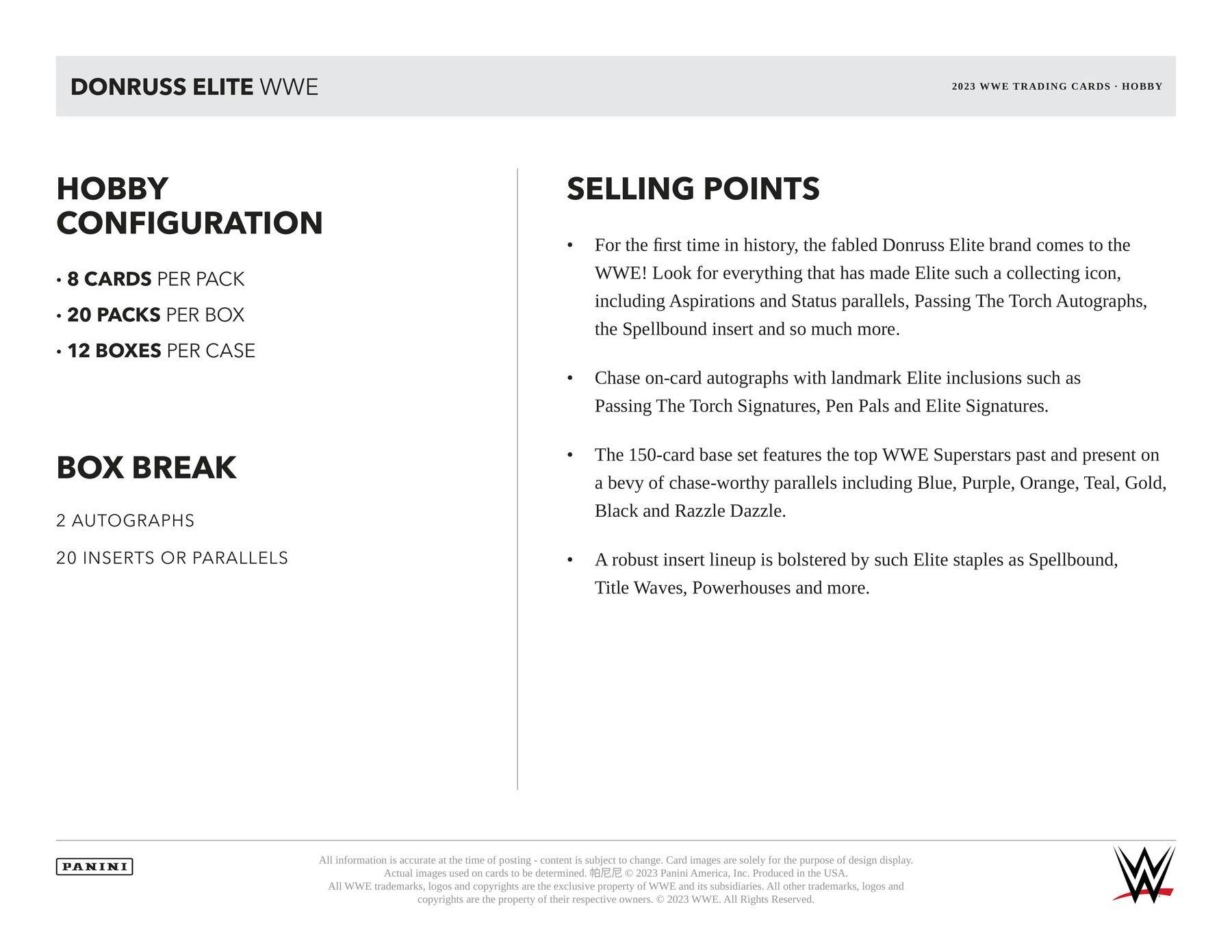 2023 Panini Donruss Elite WWE Wrestling Hobby Box - Columbia Hobby - Sports Card Boxes - Toploaders - Card Savers