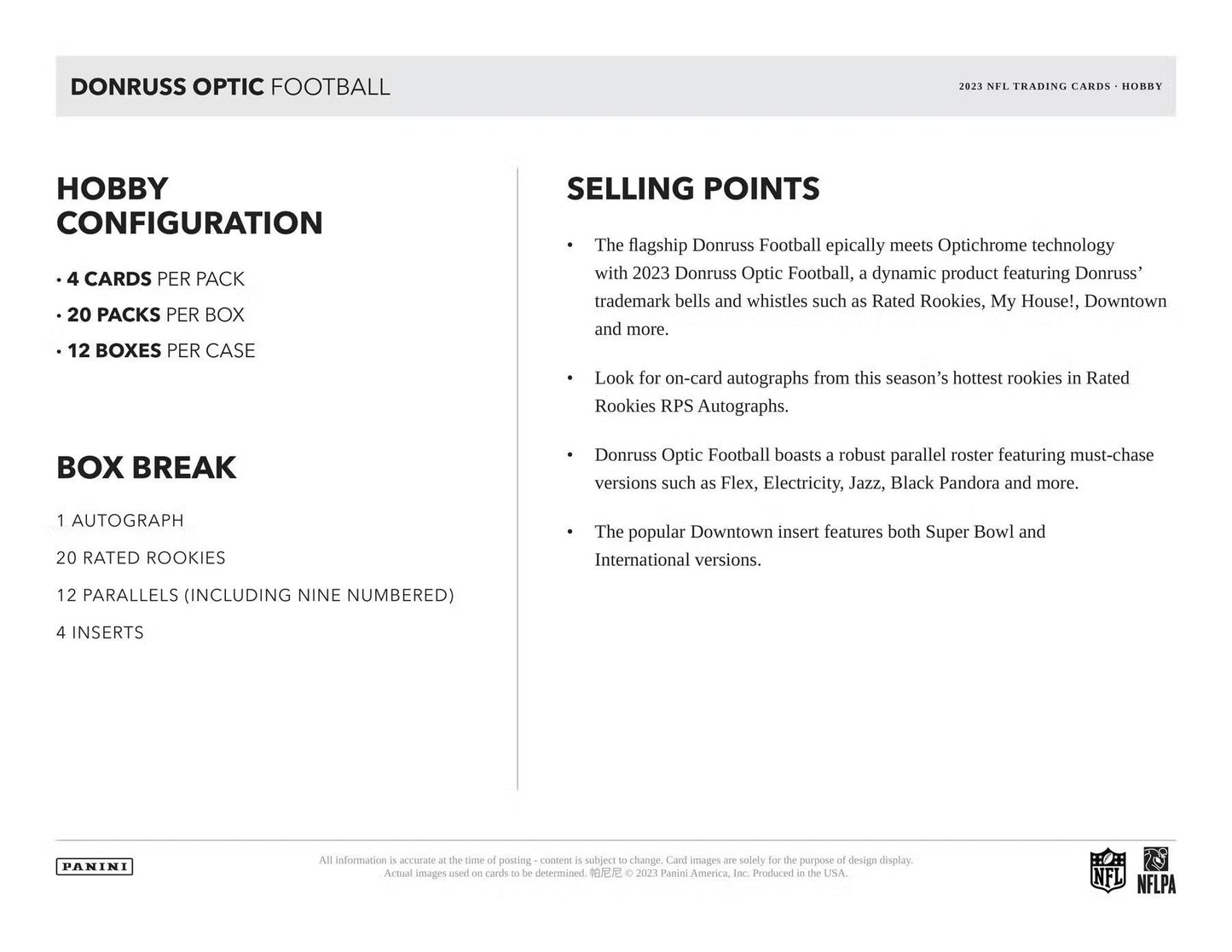 2023 Panini Donruss Optic Football Hobby Box - Columbia Hobby - Sports Card Boxes - Toploaders - Card Savers