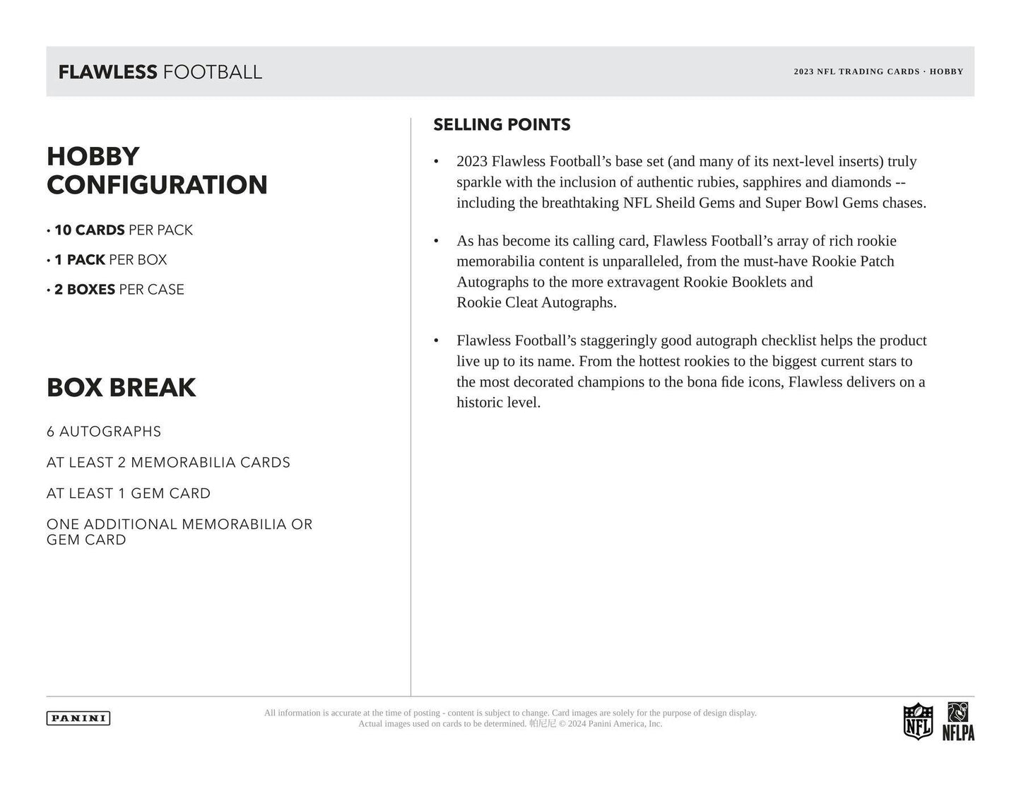 2023 Panini Flawless Football Hobby 2 - Box Case - Columbia Hobby - Sports Card Boxes - Toploaders - Card Savers