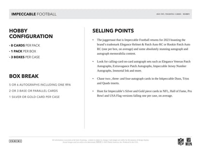 2023 Panini Impeccable Football Hobby Box - Columbia Hobby - Sports Card Boxes - Toploaders - Card Savers