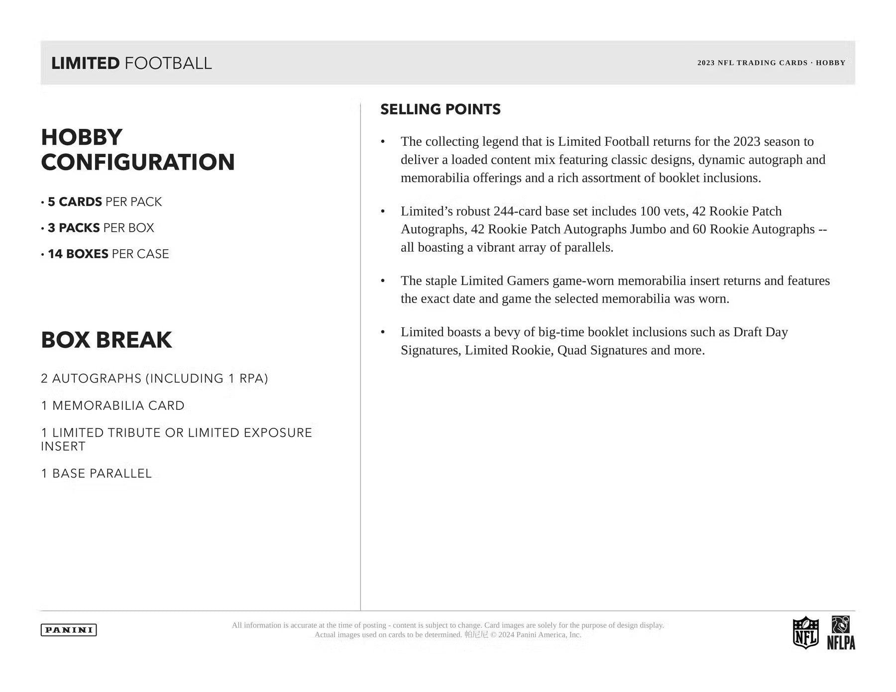 2023 Panini Limited Football Hobby Box - Columbia Hobby - Sports Card Boxes - Toploaders - Card Savers