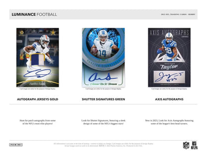 2023 Panini Luminance Football Hobby Box - Columbia Hobby - Sports Card Boxes - Toploaders - Card Savers