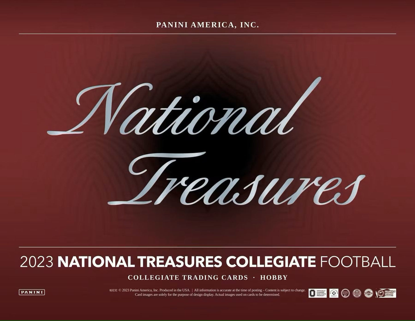 2023 Panini National Treasures Collegiate Football Hobby Box - Columbia Hobby - Sports Card Boxes - Toploaders - Card Savers