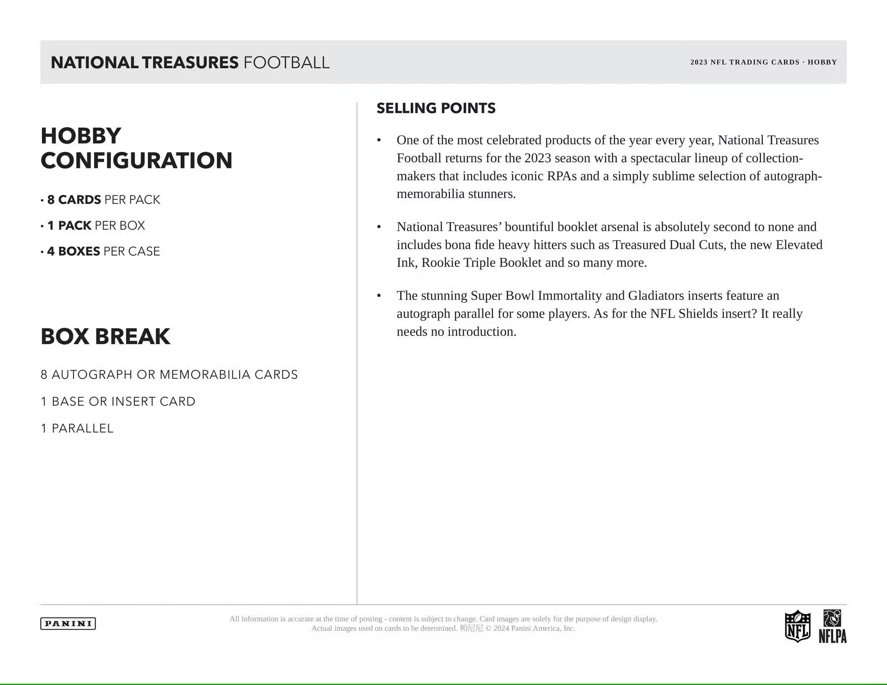 2023 Panini National Treasures Football Hobby Box - Columbia Hobby - Sports Card Boxes - Toploaders - Card Savers