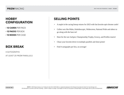 2023 Panini Prizm Racing Hobby Box - Columbia Hobby - Sports Card Boxes - Toploaders - Card Savers
