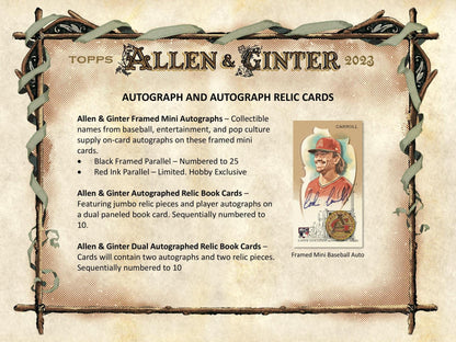 2023 Topps Allen & Ginter Baseball Hobby Box - Columbia Hobby - Sports Card Boxes - Toploaders - Card Savers