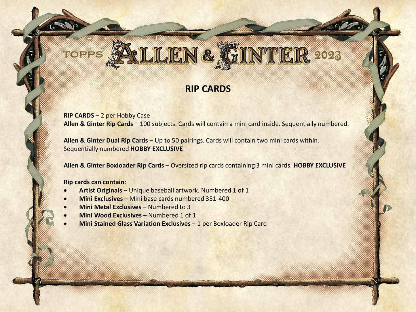 2023 Topps Allen & Ginter Baseball Hobby Box - Columbia Hobby - Sports Card Boxes - Toploaders - Card Savers