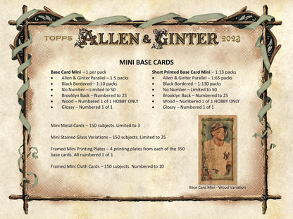 2023 Topps Allen & Ginter Baseball Hobby Box - Columbia Hobby - Sports Card Boxes - Toploaders - Card Savers