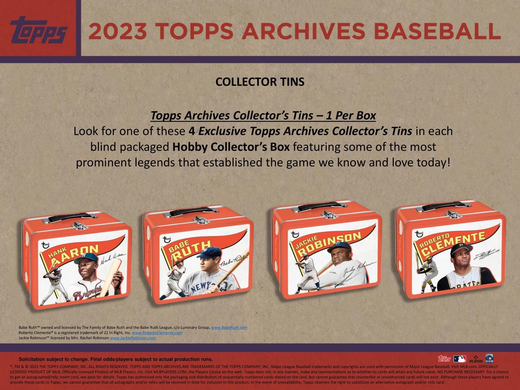 2023 Topps Archives Baseball Hobby Collector's Tin (Box) - Columbia Hobby - Sports Card Boxes - Toploaders - Card Savers