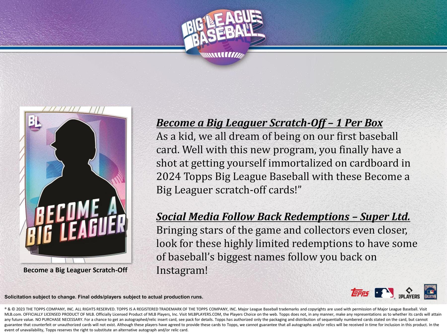 2023 Topps Big League Baseball Hobby Box - Columbia Hobby - Sports Card Boxes - Toploaders - Card Savers