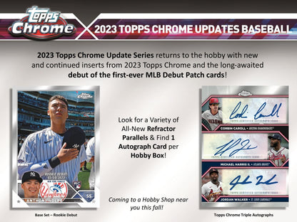 2023 Topps Chrome Update Series Baseball Hobby Box - Columbia Hobby - Sports Card Boxes - Toploaders - Card Savers