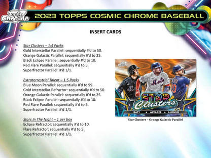 2023 Topps Cosmic Chrome Baseball Hobby Box - Columbia Hobby - Sports Card Boxes - Toploaders - Card Savers
