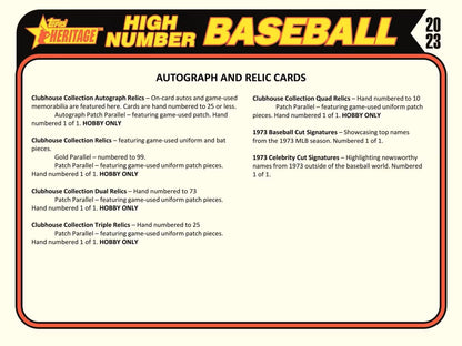 2023 Topps Heritage High Number Baseball Hobby Box - Columbia Hobby - Sports Card Boxes - Toploaders - Card Savers