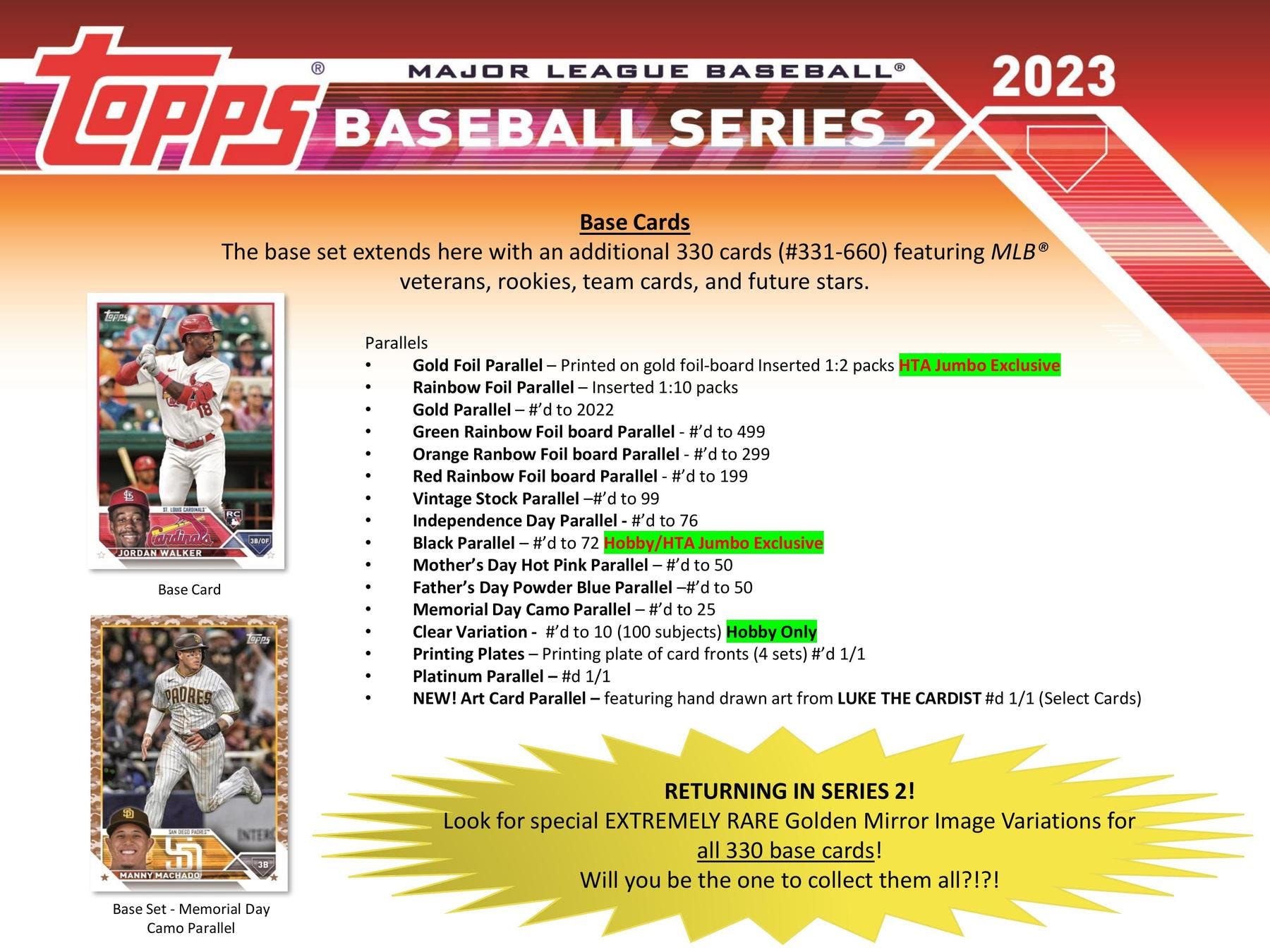 2023 Topps Series 2 Baseball Hobby Jumbo Box - Columbia Hobby - Sports Card Boxes - Toploaders - Card Savers