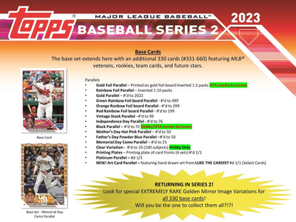2023 Topps Series 2 Baseball Hobby Jumbo Box - Columbia Hobby - Sports Card Boxes - Toploaders - Card Savers