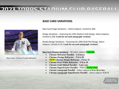 2023 Topps Stadium Club Baseball Compact Breaker Hobby Box - Columbia Hobby - Sports Card Boxes - Toploaders - Card Savers