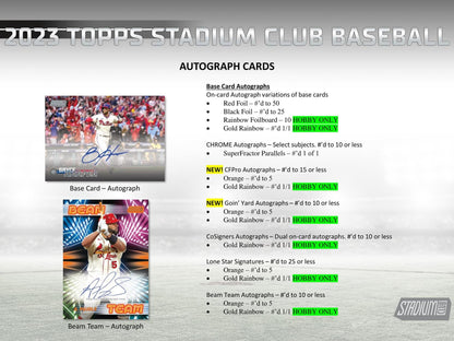 2023 Topps Stadium Club Baseball Hobby Box - Columbia Hobby - Sports Card Boxes - Toploaders - Card Savers