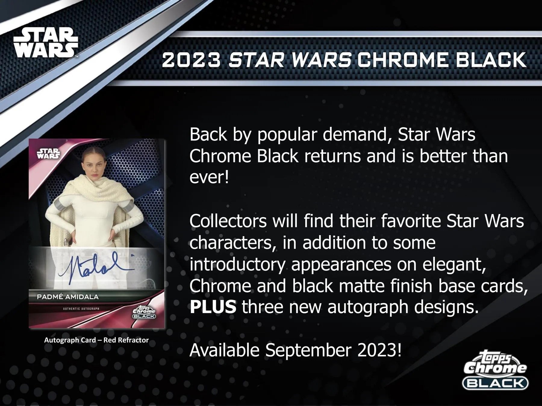 2023 Topps Star Wars Chrome Black Hobby Box - Columbia Hobby - Sports Card Boxes - Toploaders - Card Savers