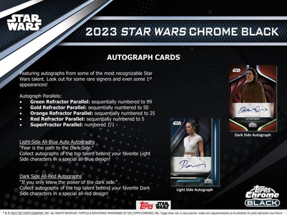 2023 Topps Star Wars Chrome Black Hobby Box - Columbia Hobby - Sports Card Boxes - Toploaders - Card Savers