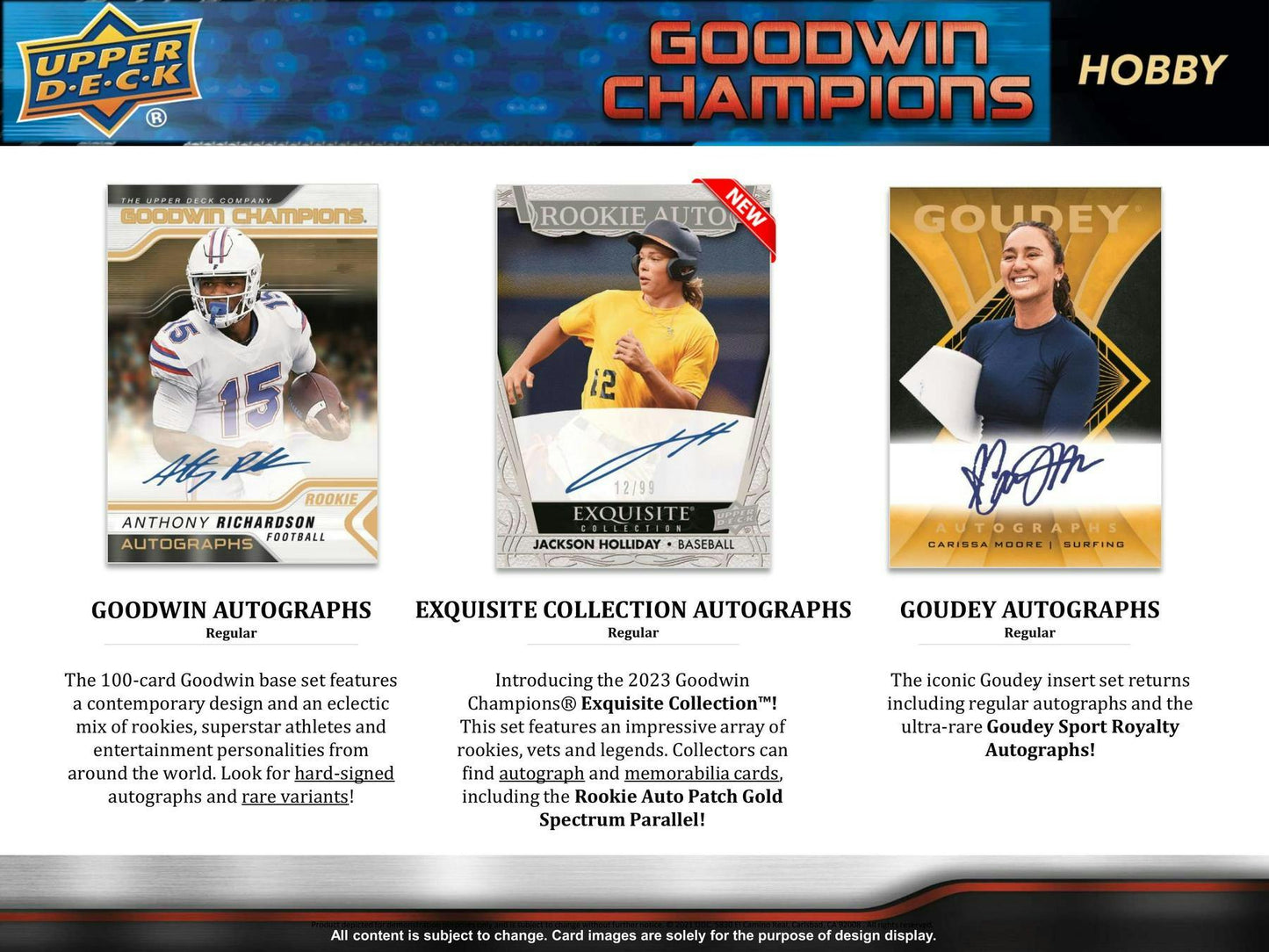 2023 Upper Deck Goodwin Champions Hobby Box | Columbia Sports Cards - Columbia Hobby - Sports Card Boxes - Toploaders - Card Savers
