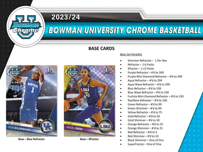2023/24 Bowman University Chrome Basketball Hobby Box - Columbia Hobby - Sports Card Boxes - Toploaders - Card Savers