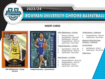 2023/24 Bowman University Chrome Basketball Hobby Box - Columbia Hobby - Sports Card Boxes - Toploaders - Card Savers