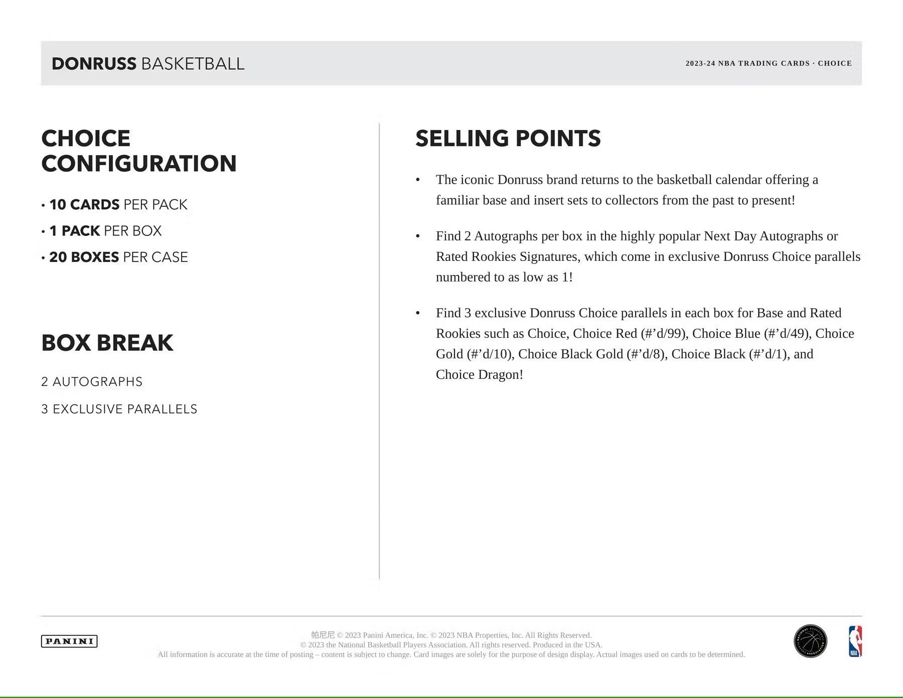 2023/24 Panini Donruss Basketball Choice Box - Columbia Hobby - Sports Card Boxes - Toploaders - Card Savers