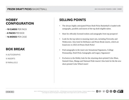 2023/24 Panini Prizm Draft Picks Basketball Hobby Box - Columbia Hobby - Sports Card Boxes - Toploaders - Card Savers