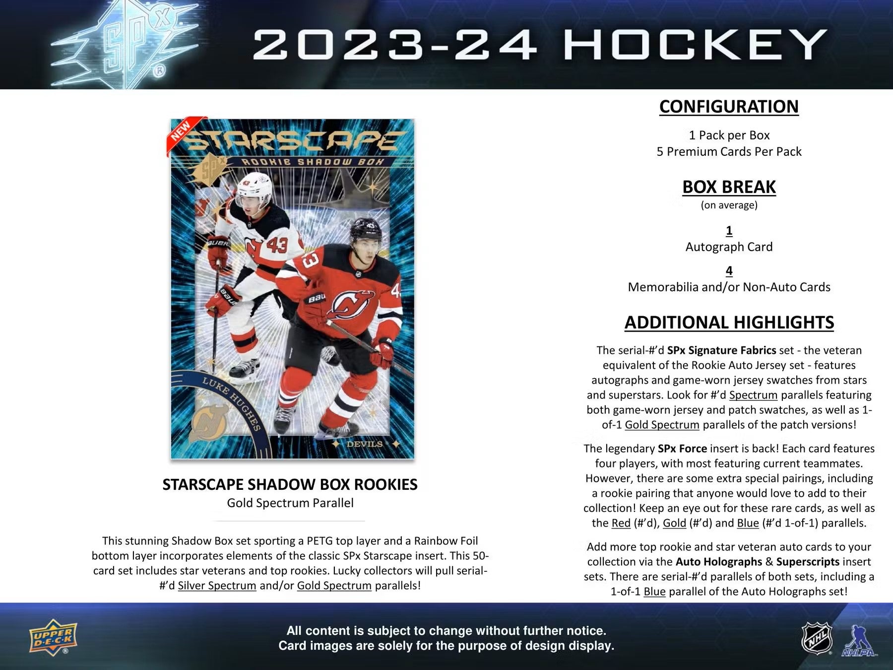 2023/24 Upper Deck SPx Hockey Hobby Box - Columbia Hobby - Sports Card Boxes - Toploaders - Card Savers