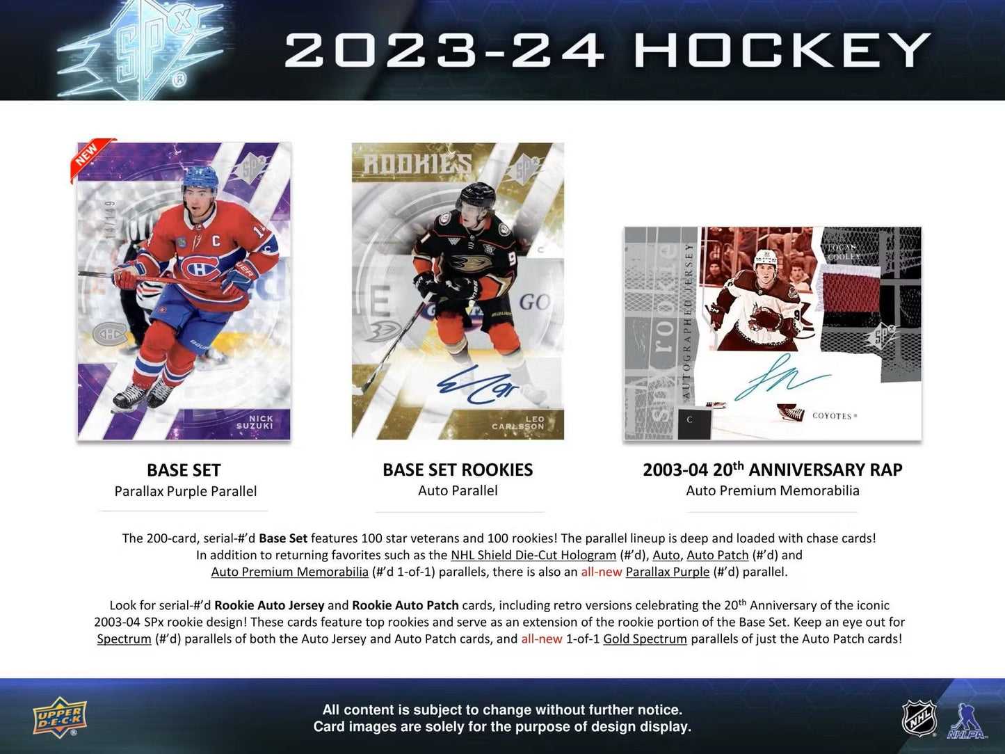 2023/24 Upper Deck SPx Hockey Hobby Box - Columbia Hobby - Sports Card Boxes - Toploaders - Card Savers