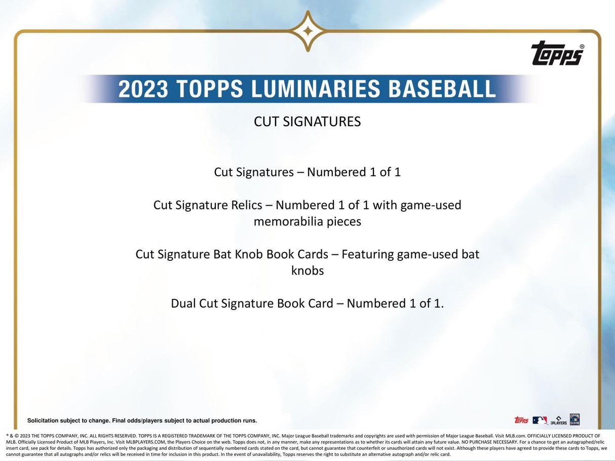 2023 Topps Luminaries Baseball Hobby Box