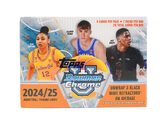 2024 - 25 Bowman University Chrome Basketball 7 - Pack Blaster Box - Columbia Hobby - Sports Card Boxes - Toploaders - Card Savers