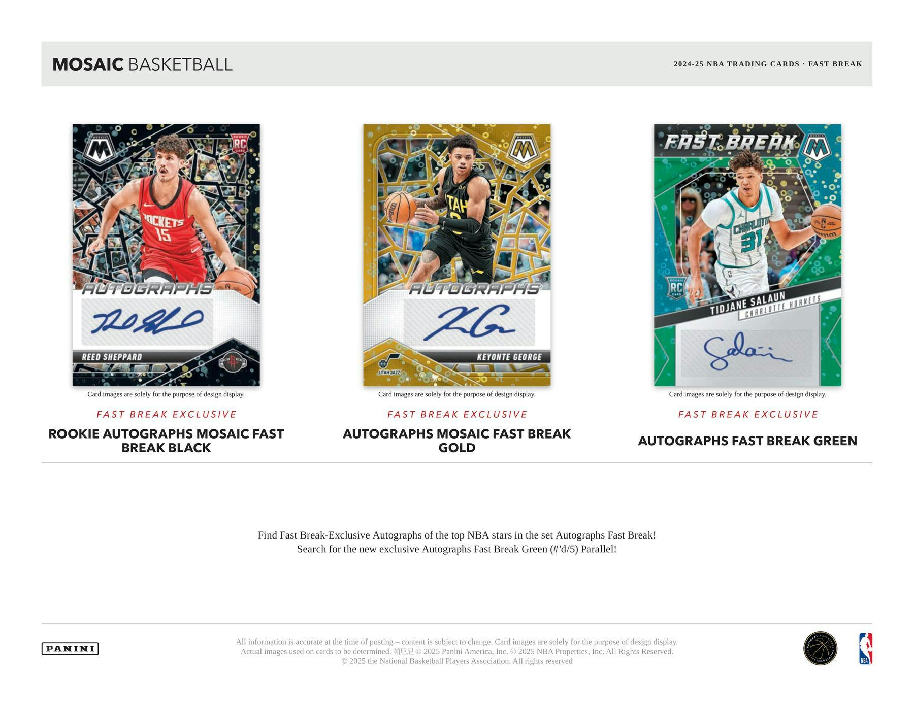 2024 - 25 Panini Mosaic Basketball Fast Break Box | Columbia Sports Cards - Columbia Hobby - Sports Card Boxes - Toploaders - Card Savers