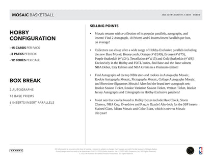 2024 - 25 Panini Mosaic Basketball Hobby Box | Columbia Sports Cards & More - Columbia Hobby - Sports Card Boxes - Toploaders - Card Savers