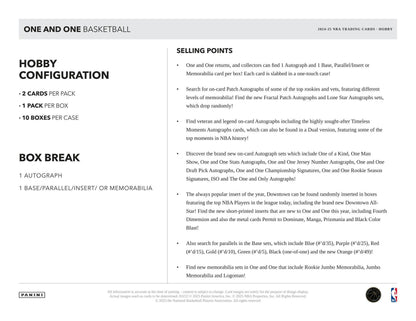 2024 - 25 Panini One and One Basketball Hobby Box - Columbia Hobby - Sports Card Boxes - Toploaders - Card Savers